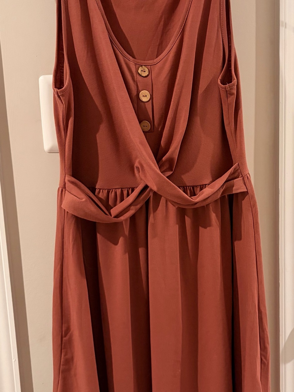 Twist-Front Midi Dress in Plum.